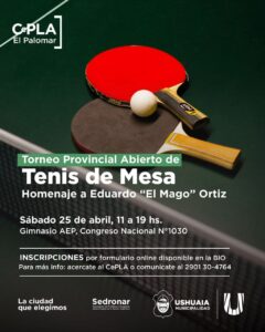 La municipalidad invita a participar del torneo provincial abierto de tenis de mesa
