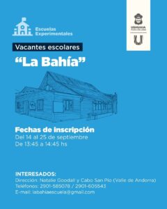 Abren las inscripciones para la escuela experimental “La Bahía”