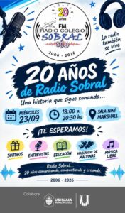 La municipalidad de Ushuaia acompañará la radio abierta “20 años de radio sobral” este miércoles 23 en la sala Niní Marshall