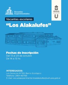Abren las inscripciones a la escuela experimental “los alakalufes” para el ciclo lectivo 2027